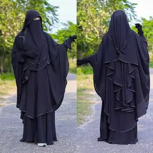 Premium Layered Black Burqa with Niqab